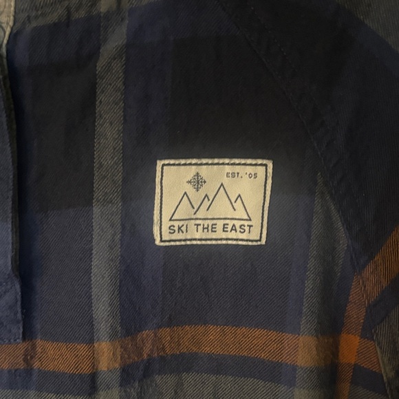 Ski the east Blue and Orange Plaid flannel Hoodie - Picture 2 of 5